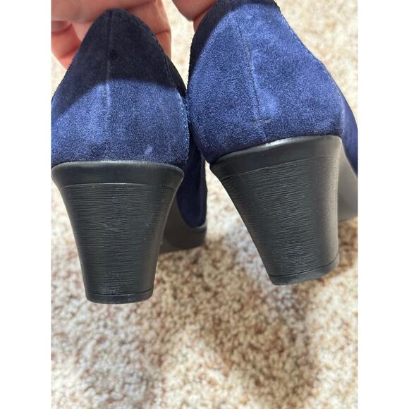 Clarks Bendables Womens Tie shoes/Heels, Leather Upper, size 7, Block Heel, Blue - Picture 4 of 10